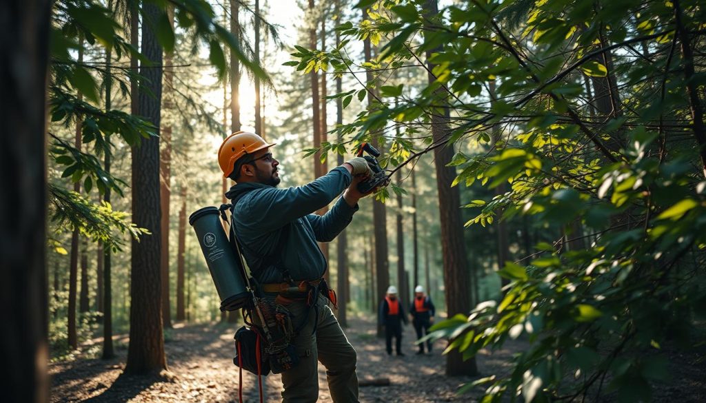 Profesjonell arborist i arbeid