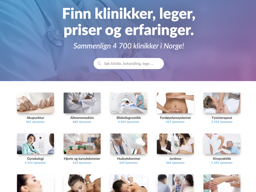 helsesmart.no - finn klinikker og helsetjenester. Priser