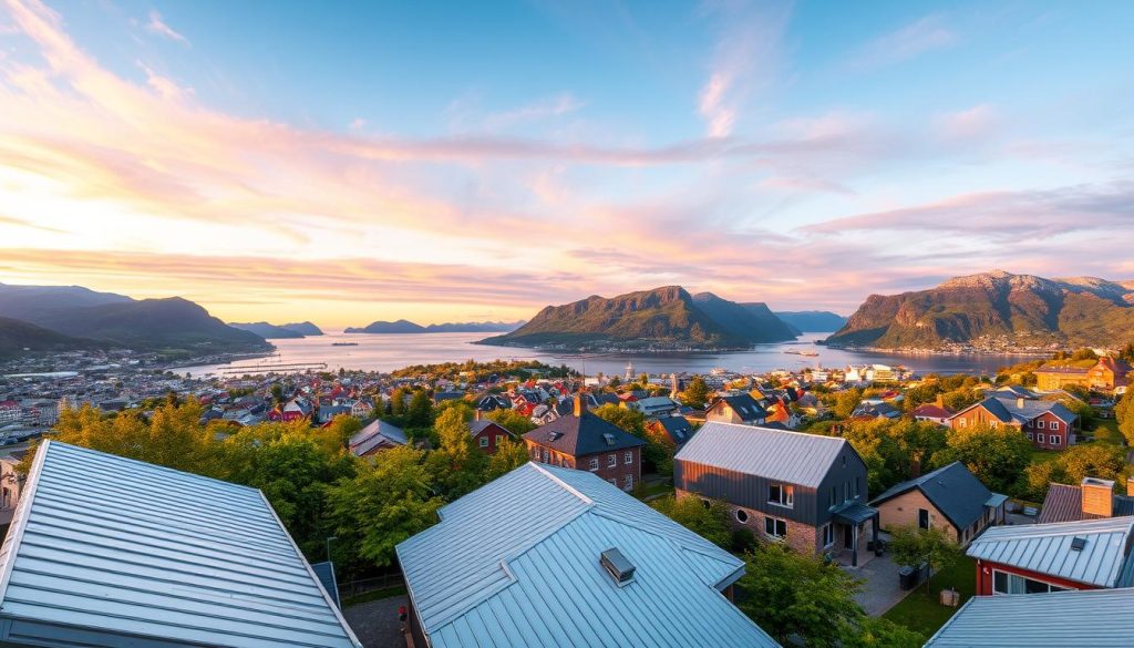 Aluminiumstak i norske byer