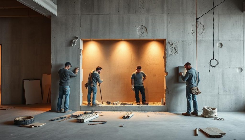 Åpning i bærevegg betong renovering