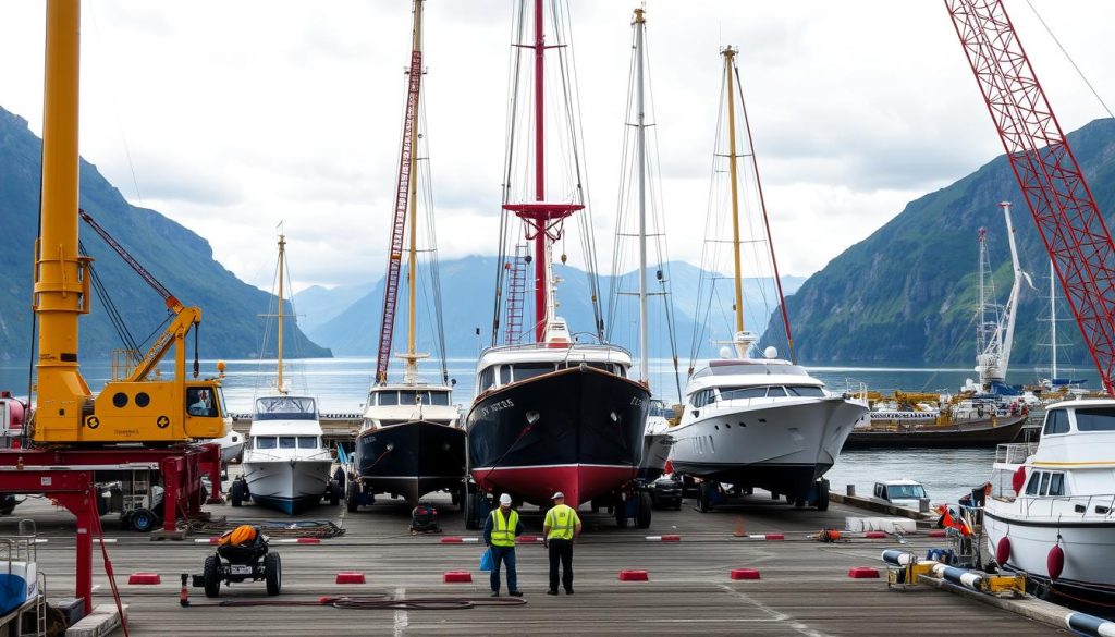 Båtkran løft i norske byer