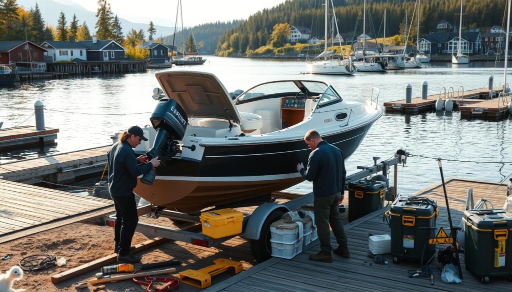 Båtmotor forberedelse for diagnostisk testing