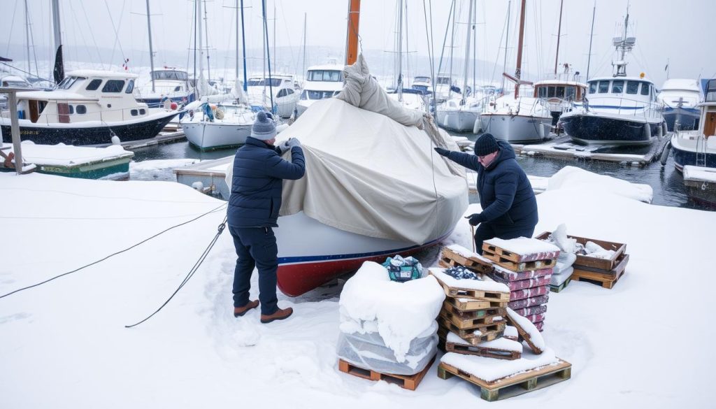 Båtopplag vinter forberedelser