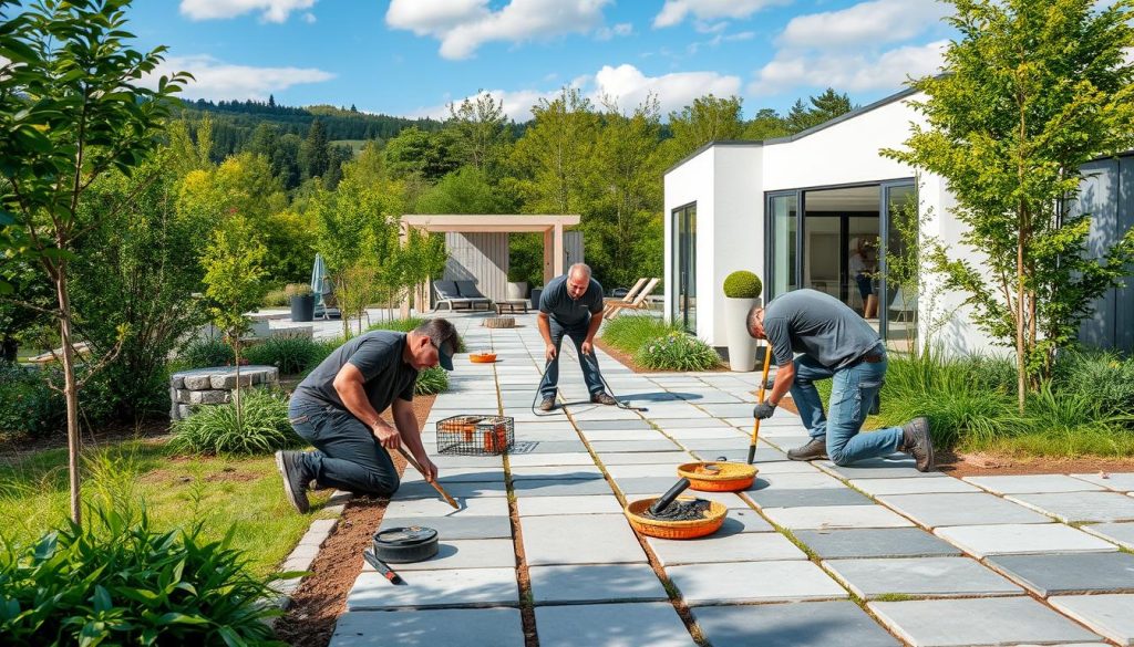 Belegningsstein legging tjenester