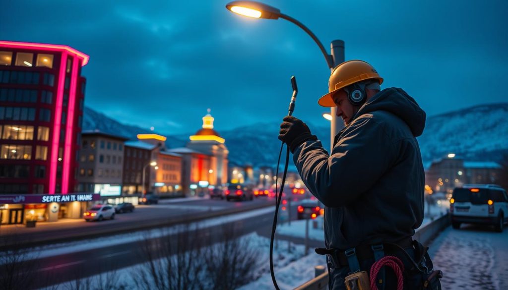 Belysningsmontør i norske byer