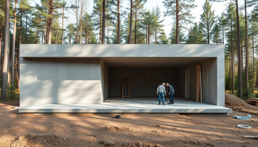 Betongelement garasje konstruksjon