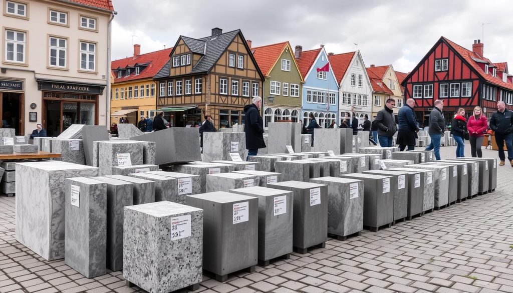 Betongstein priseksempler i norske byer