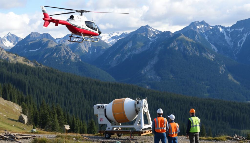 Betongtransport kostnader helikopter