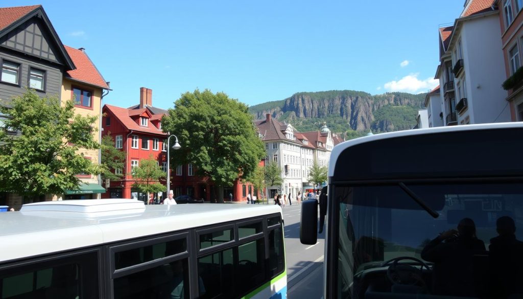 Buss med sjåfør i norske byer