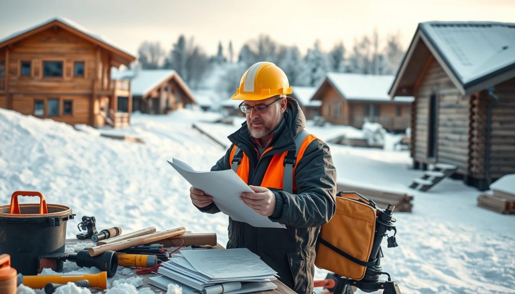 Byggingeniør i arbeid med tilstandsvurdering