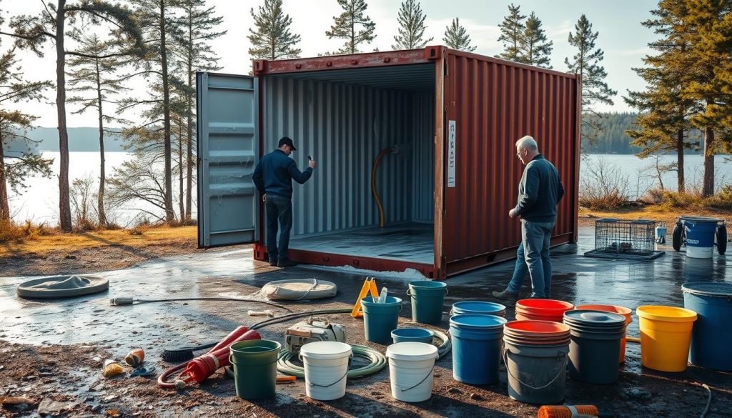 Container forberedelse før rengjøring