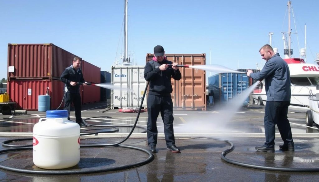 Container høytrykkspyling metoder