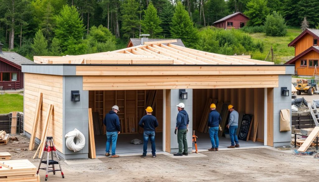 Dobbelgarasje konstruksjon og materialer