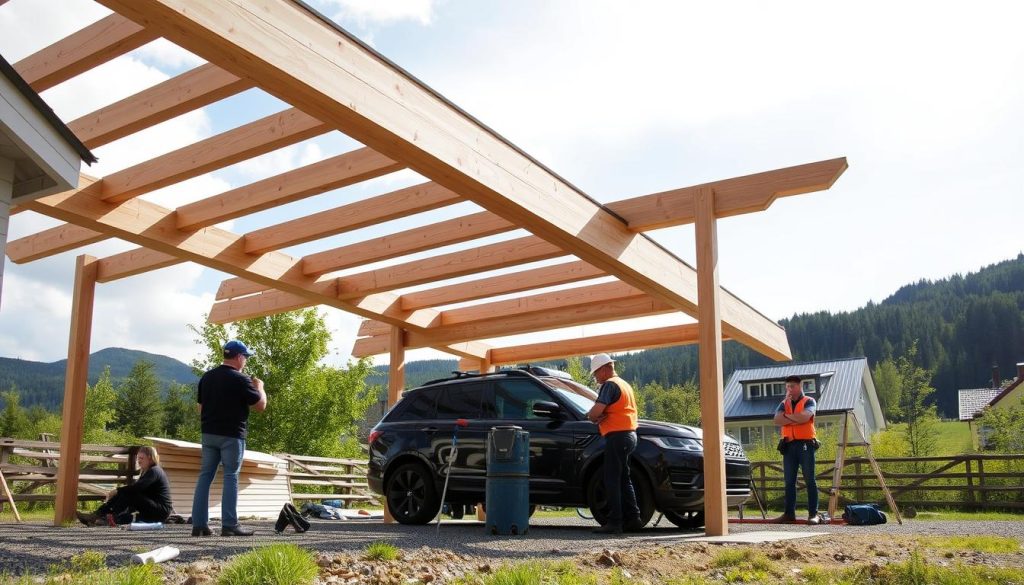 Dragere carport konstruksjon