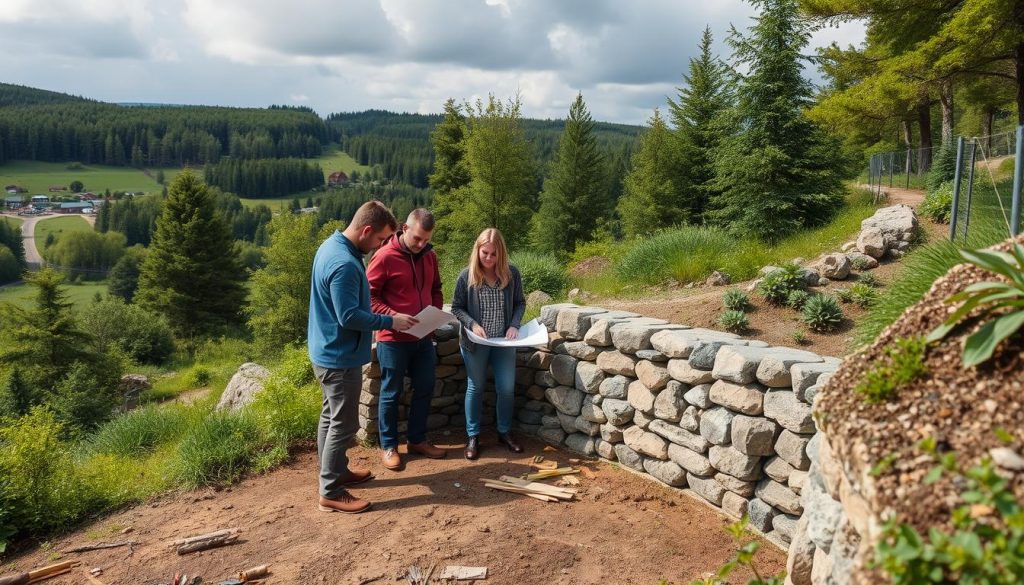 Drenering støttemur planlegging