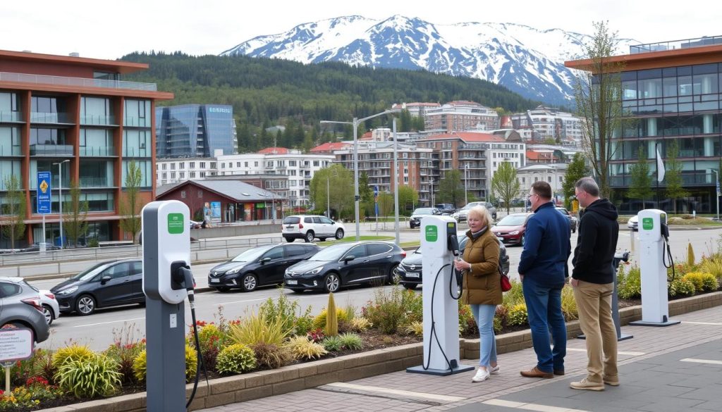 Elbillader installasjon i norske byer