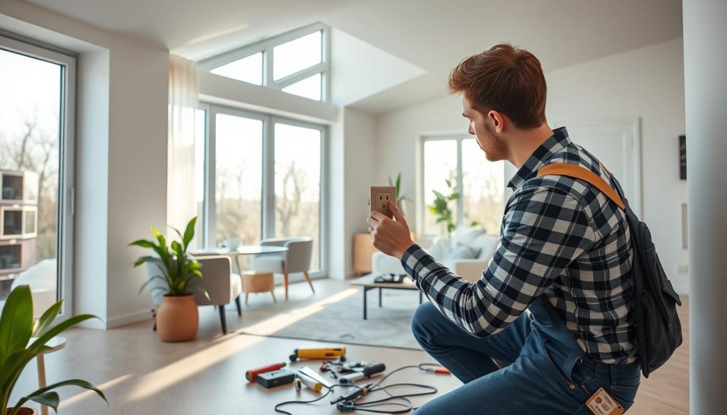 Elektriker installerer stikkontakt