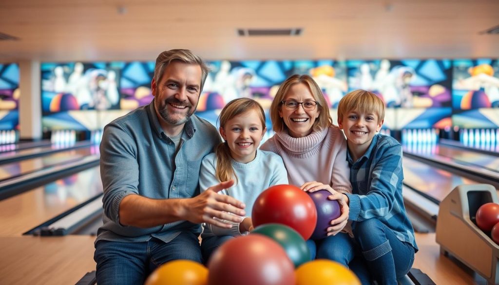 Familie bowling aktivitet