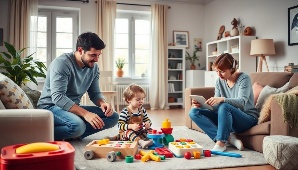 Familie støtter barn med autisme kommunikasjon