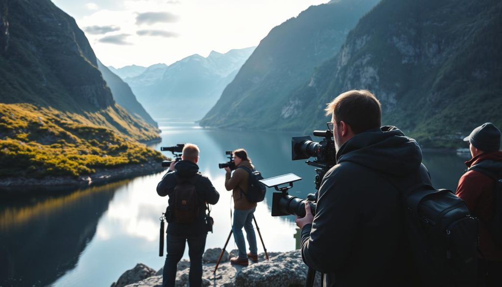 Filmteam i norske byer