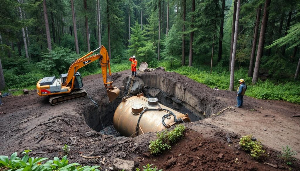 Fjerning av nedgravd tank