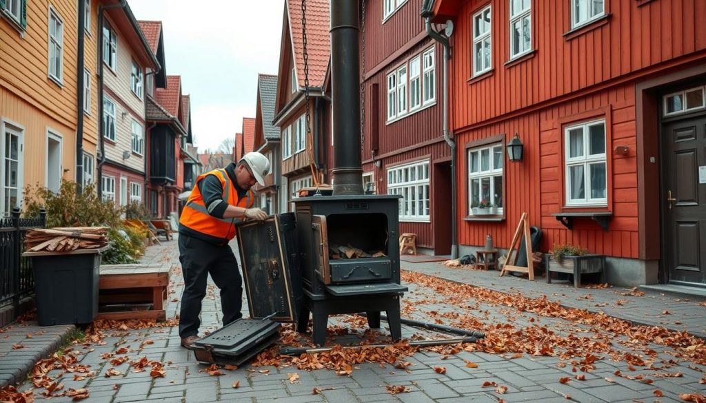 Fjerning av oljekamin i norske byer