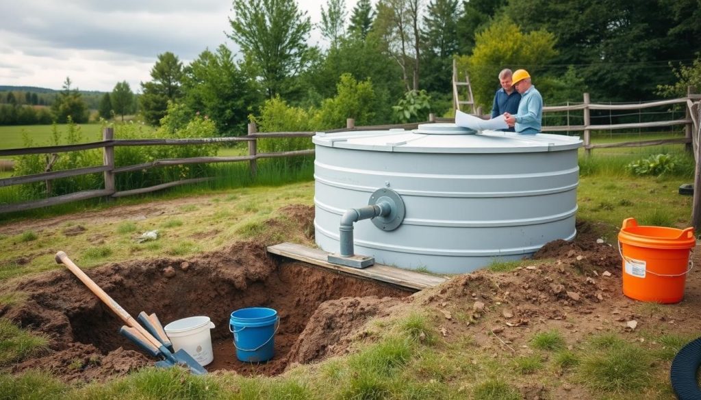 Forberedelser til septiktank installasjon