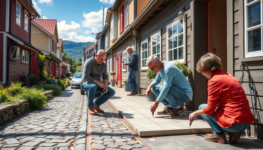 Fuging av utefliser i norske byer