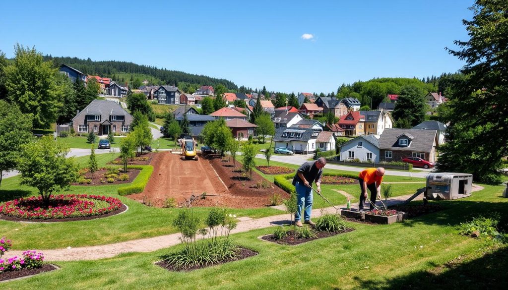 Graving og uteanlegg tjenester i norske byer