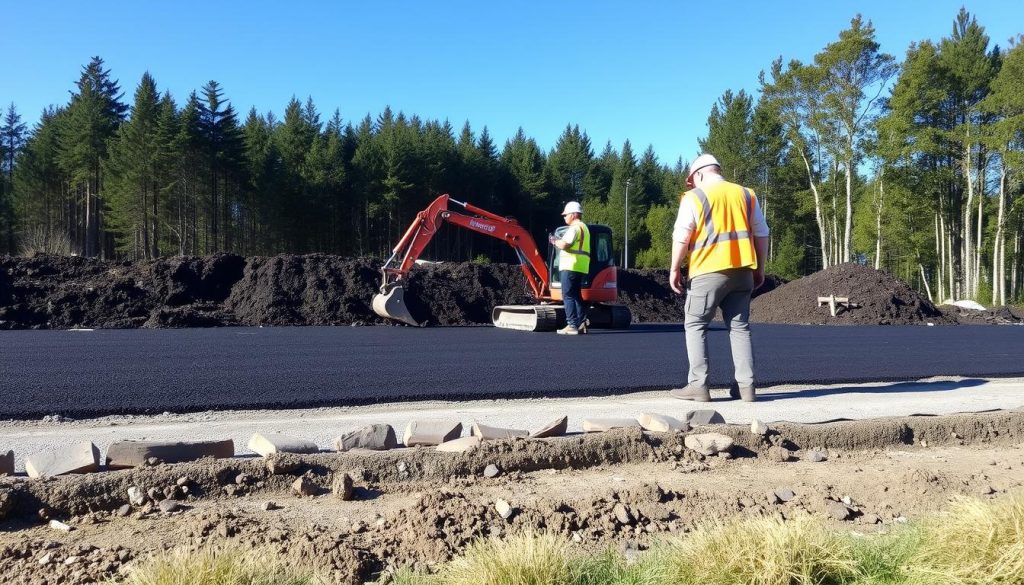 Grunnarbeid og asfaltlegging