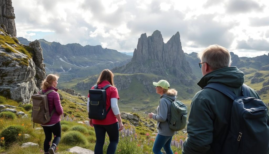 Gruppedeltakere på geologisk tur