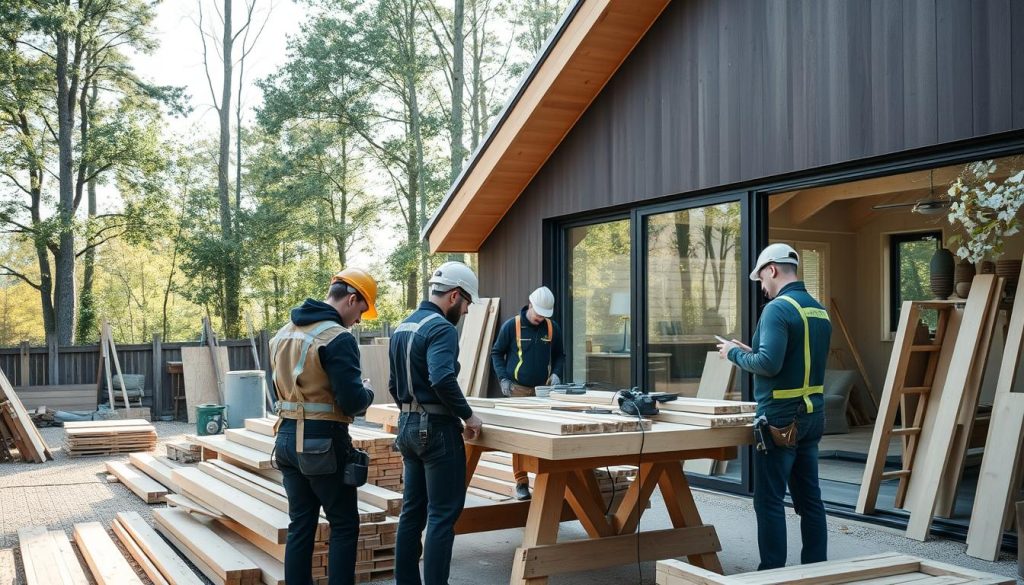 Håndverkere og entreprenører ved tilbygg