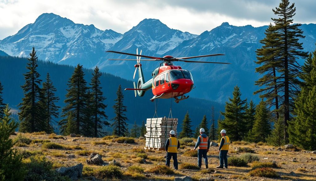 Helikopter lasteflyging materialtransport