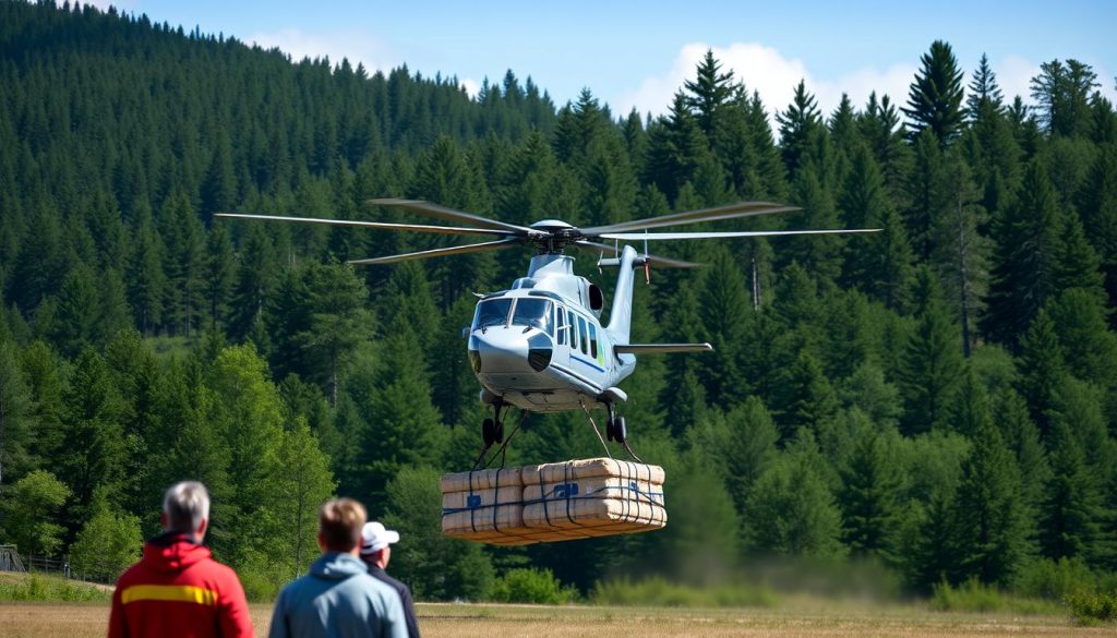 Helikopter lasteflyging transportør