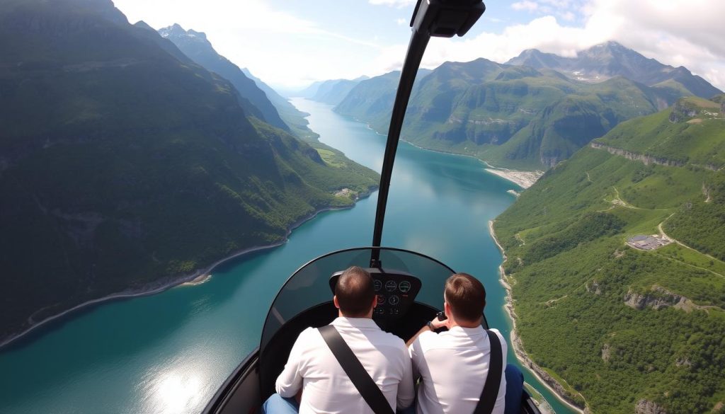 Helikoptertaxi over norsk landskap