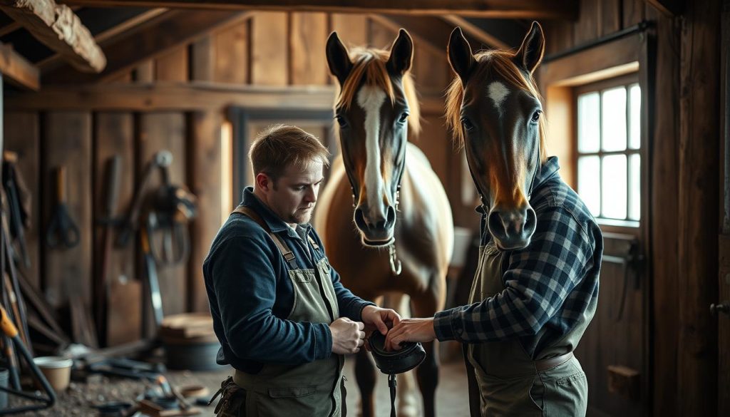 Hovslager i aksjon med hest