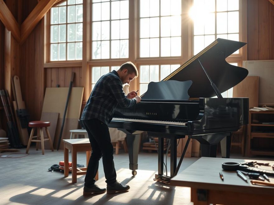 Klargjøring av nye pianoer