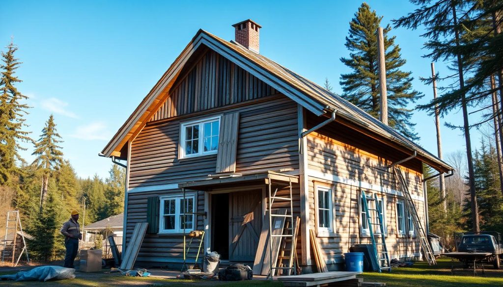 Kledning på gammelt hus renovering