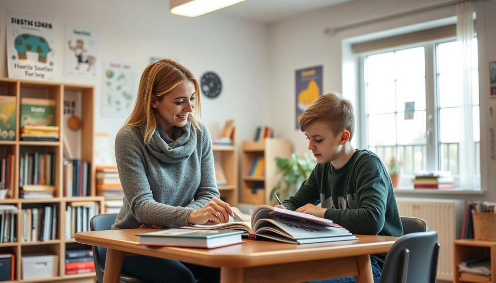 Lærer og elev med fokus på faglig utvikling