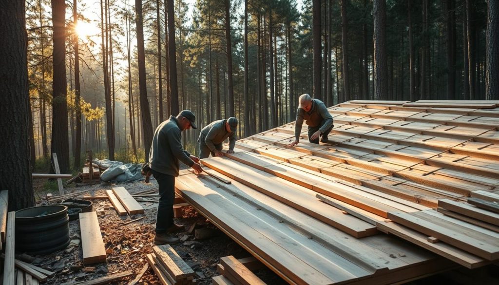 Lokale håndverkere bygge arker