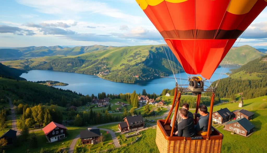 Luftballongtur i norsk landskap