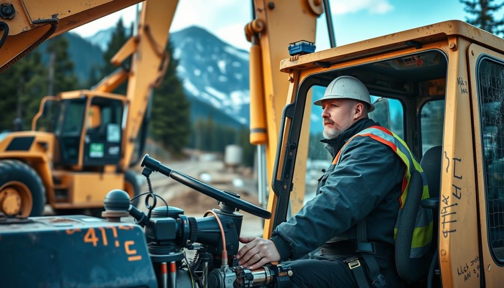 Maskinfører på arbeidsplassen