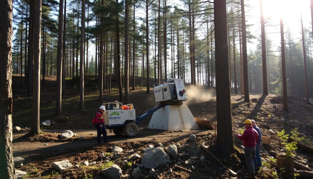 Minigraver i arbeid med tomteutvikling