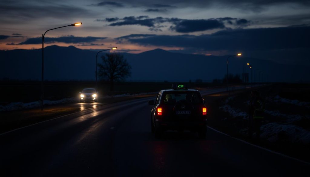 Mørkekjøringsdemonstrasjon sikkerhetstrening