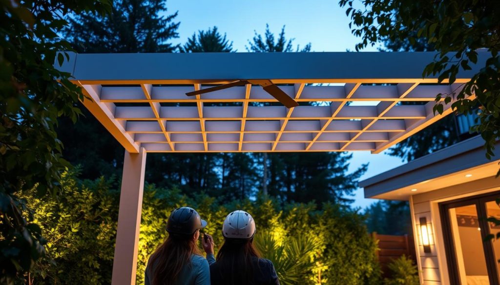 Motorisert pergola med LED-belysning