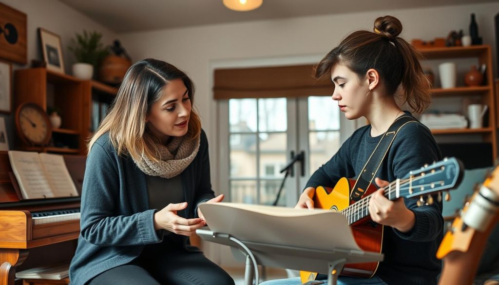 Musikklærer underviser elev