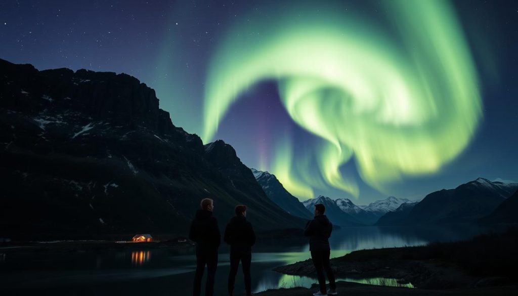 Nordlys over nordnorsk landskap