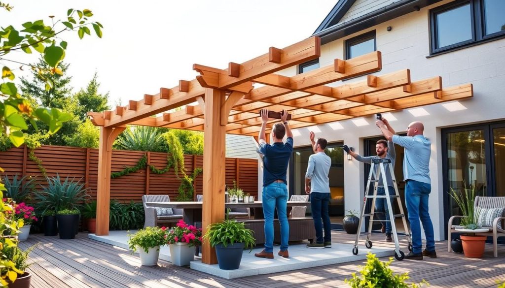 Pergola på terrasse installasjon