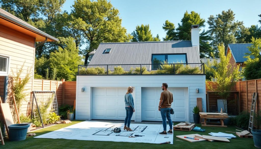 Planlegging av dobbel garasje med takterrasse