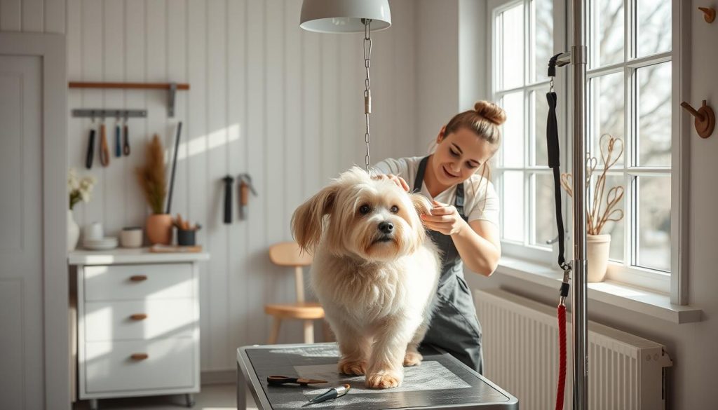 Profesjonell hundefrisør i aksjon